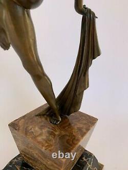 Dancer Art Deco Bronze 1930 About Socle Marble Carrier By Emile Daurive H3697