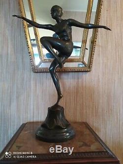 Dancer Art Deco Bronze Signed F. Paris