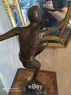 Dancer Art Deco Bronze Signed F. Paris