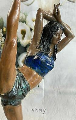 Dancer Gymnaste Pure Bronze Figure Statue Art Deco 7.3kg Sculpture Case