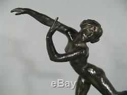 Dancer Naked Sculpture Ancient Art Deco Bronze Signed Fanny Rozet