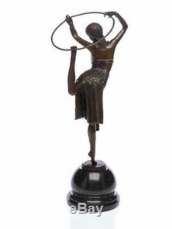 Dancer Statuette With Hoop Art Deco Bronze 54 CM