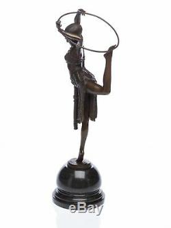 Dancer Statuette With Hoop Art Deco Bronze 54 CM