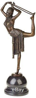 Dancer Statuette With Hoop Art Deco Bronze 54 CM