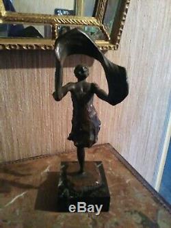 Dancer With Scarf Art Deco Bronze Signed L. Hermo
