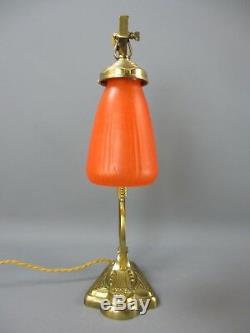 Daum Nancy Bronze Lamp Golden Art Deco Tulip Pte De Verre Cloud H 42 CM