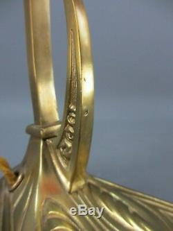 Daum Nancy Bronze Lamp Golden Art Deco Tulip Pte De Verre Cloud H 42 CM