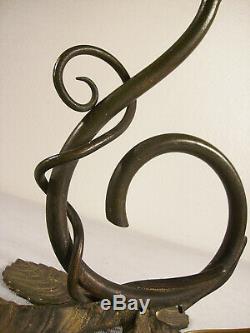 Daum Nancy Lamp Art Deco Bronze And Tulip Nuagée 1920/1925