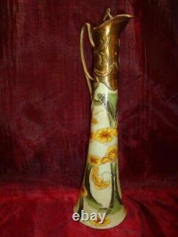 Decanter Pitcher Flower Iris Art Deco Style Art Nouveau Porcelain