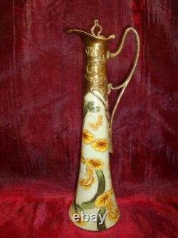 Decanter Pitcher Flower Iris Art Deco Style Art Nouveau Porcelain