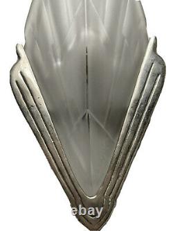 Degué (1892-1950) Pair Dappliques Arrow Art Deco Moulded Glass - Bronze Nickeled