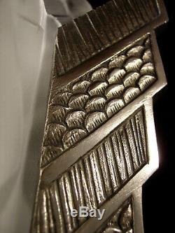 Degué Dappliques Pair Art Deco Bronze Nickel & Clogs Pressed Glass 1930