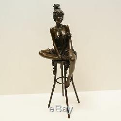 Demoiselle Statue Sculpture Sexy Style Art Deco Art Nouveau Massive Bronze
