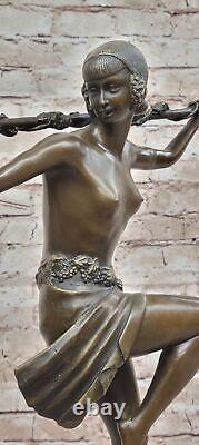 Domestic Office Decor Art Deco Dancer Thyrsus Bronze Figurine Stone