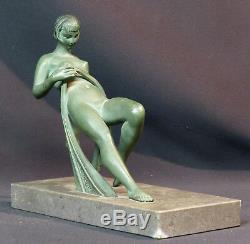 E 1920 Superb Pair Statues Sculpture Bronze Signed Limousin Art Nouveau Deco
