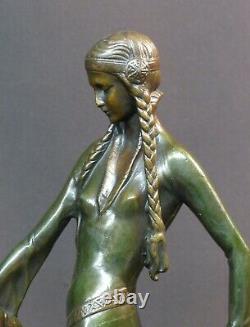 E 1930 Otto Poertzel Woman With Barzoïs Art Deco Statue Bronze Sculpture 9.5kg40c