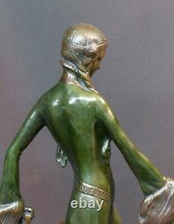 E 1930 Otto Poertzel Woman With Barzoïs Art Deco Statue Bronze Sculpture 9.5kg40c