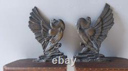 E. L. Adnin Pair of Art Deco bronze bookends depicting two stylized doves
