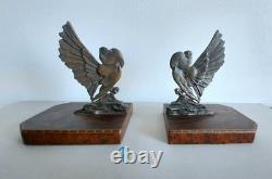 E. L. Adnin Pair of Art Deco bronze bookends depicting two stylized doves