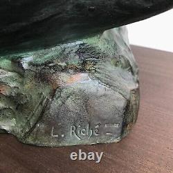 EAGLE COMBAT signed RICHÉ Bronze sculpture ART DECO antique vintage