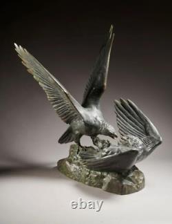 EAGLE COMBAT signed RICHÉ Bronze sculpture Art Deco antique vintage