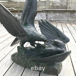 EAGLE COMBAT signed RICHÉ Bronze sculpture Art Deco antique vintage