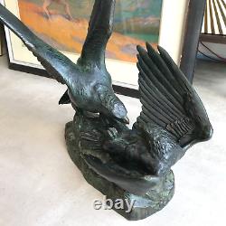 EAGLE COMBAT signed RICHÉ Bronze sculpture Art Deco antique vintage