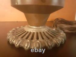 ELEGANT ART DECO MODERNIST LAMP 1930 SKYSCRAPER BUILDING BRONZE and OPALINE