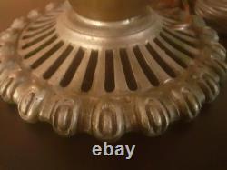 ELEGANT ART DECO MODERNIST LAMP 1930 SKYSCRAPER BUILDING BRONZE and OPALINE
