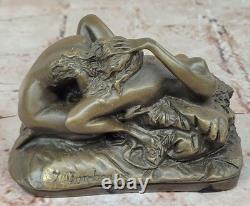 EROTIC BRONZE SCULPTURE Cunnilingus Lesbians Signed Lambeaux Art Deco