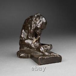 Edouard PAUL MERITE (1867-1941) Seated Monkey Art Deco Bronze
