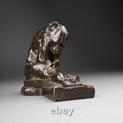Edouard PAUL MERITE (1867-1941) Seated Monkey Art Deco Bronze