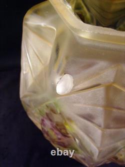 Ejg & Bev Art Deco Lantern in Nickel-Plated Bronze and Enameled Pressed Glass 1930