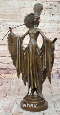 Elegant Art Deco Bronze Sculpture of a Lady Signed by Julius Erte Classic