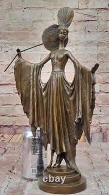 Elegant Art Deco Bronze Sculpture of a Lady Signed by Julius Erte Classic