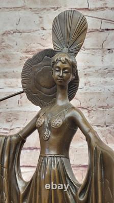 Elegant Art Deco Bronze Sculpture of a Lady Signed by Julius Erte Classic