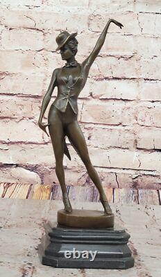 Elegant Art Deco Bronze Statue Vintage Jazz Broadway Drama Cinema Dancer Decor