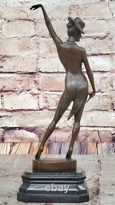 Elegant Art Deco Bronze Statue Vintage Jazz Broadway Drama Cinema Dancer Decor