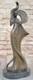 Elegant Woman Holding Shawl Bronze Sculpture Marble Base Art Deco Bust