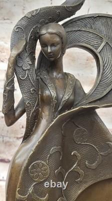 Elegant Woman Holding Shawl Bronze Sculpture Marble Base Art Deco Bust