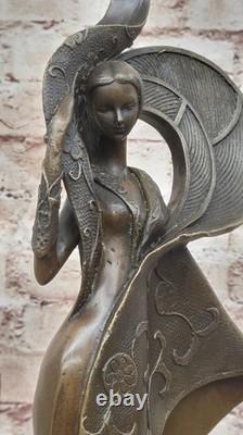 Elegant Woman Holding Shawl Bronze Sculpture Marble Base Art Deco Bust