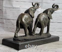 Elephant Statue Sculpture in Art Deco Style, Solid Bronze, Signed