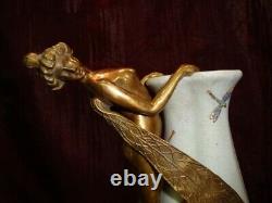 Elfe Frog Vase Fee Style Art Deco Style Art Nouveau Porcelaine Bronze