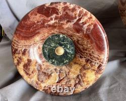 Empty-pocket vases, Art Deco garniture, gilt bronze, Persian red marble