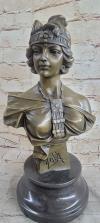 English: French Bronze M Bust Of A Beautiful Woman By Villanis Art Deco Cast