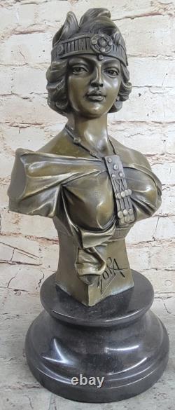 English: French Bronze M Bust of a Beautiful Woman by Villanis Art Deco Cast