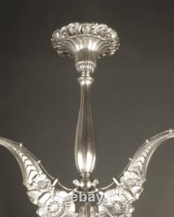 Ets L. Eliot's Art Deco Bronze Silvered and Molded-Pressed Glass Chandelier