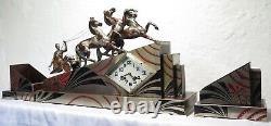 Exceptional Art Deco bronze clock / garniture VOLTAS M. OFFNER