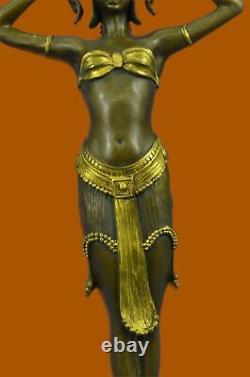 Exotic Bronze Dancer Statue Gold Skating Font Classic Art Deco Style