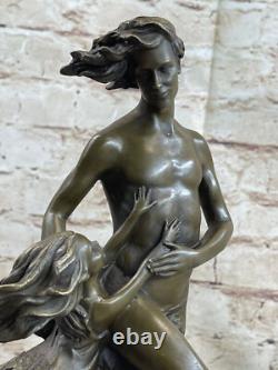 Expressive Art Deco Bronze Male Bust / Nude Man Figurine Sculpture